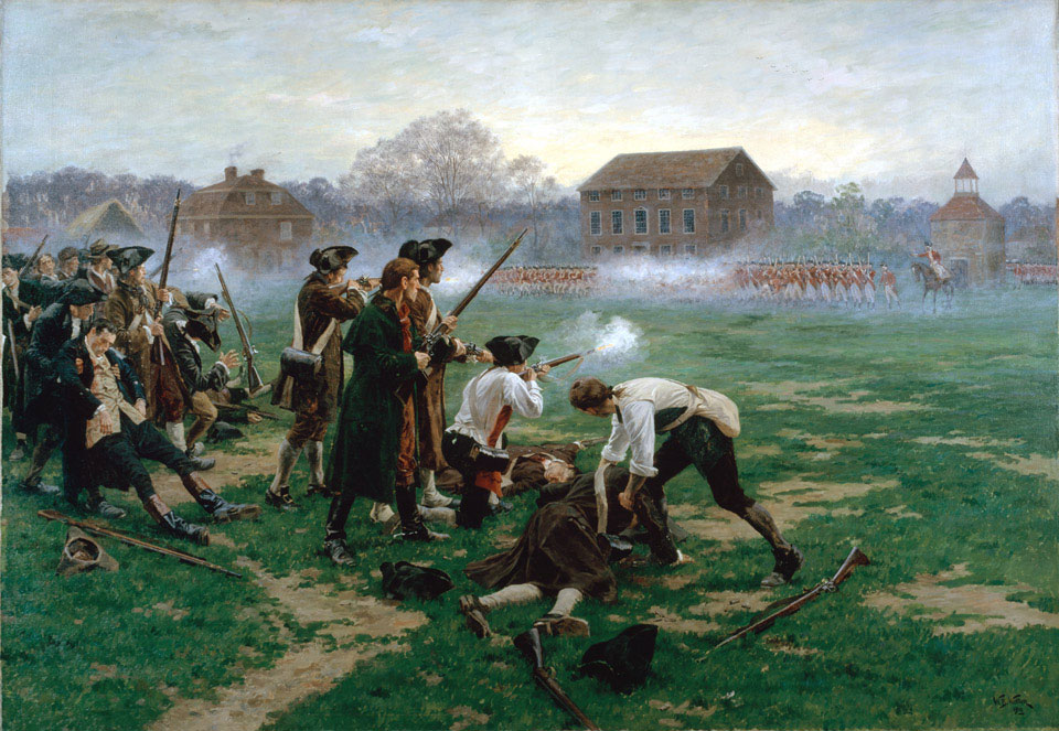 The Battle of Lexington shown in a 1910 painting by William Barnes Wollen