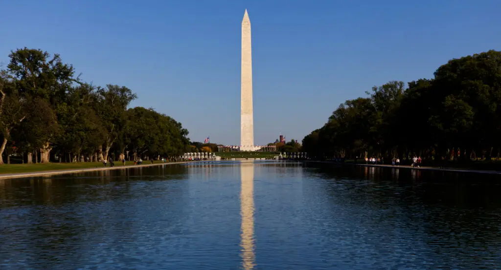 Washington Monument across the reflecting pool.