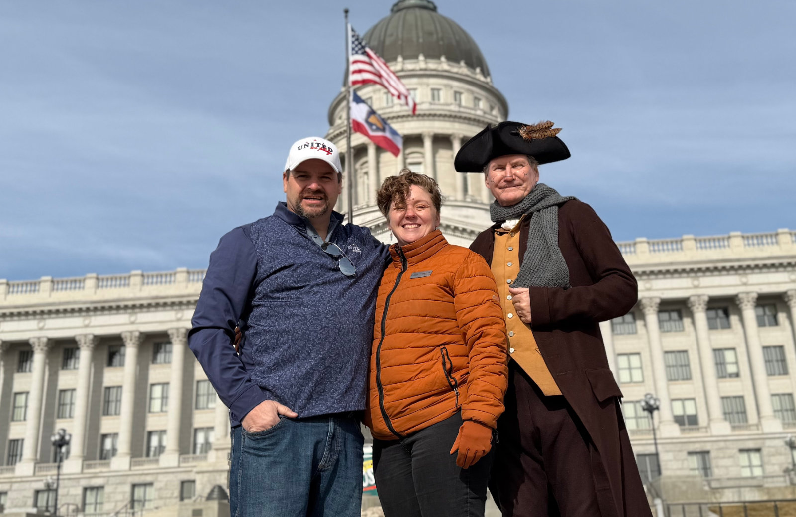 give me liberty team poses at the utah capitol